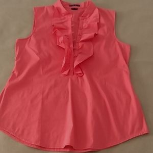 Sleeveless top 6 button & loop front with ruffle sz. P/to nwot